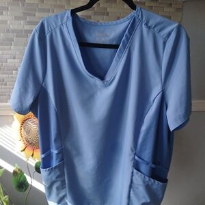 Hanes Light Blue Women's Scrub Top XL